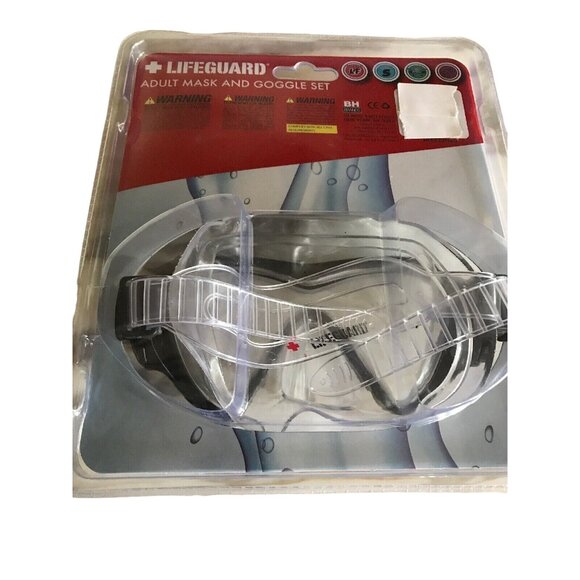 Lifeguard Adult Mask & Goggle Set Silicone Leakproof Durable Swim Gear - Picture 3 of 5